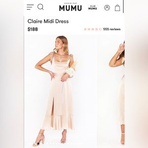 Show Me Your Mumu Claire Midi Dress in Champagne Luxe Satin